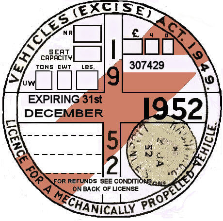 (image for) England 1952 Inspecton/Tax sticker